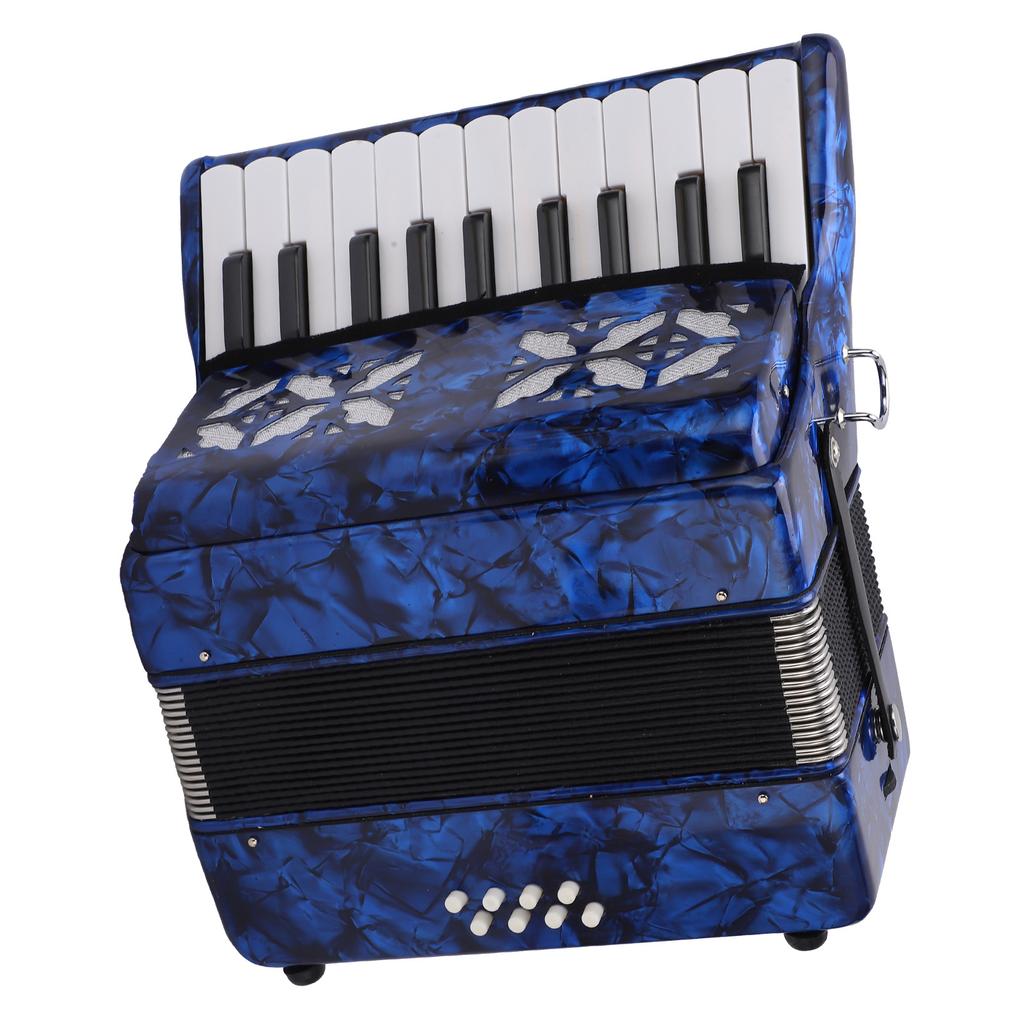 Accordion 22 Keys 8 Bass Celluloid Musical Instrument Toy for Home Stage PerformanceDark Blue