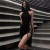 Goth Dark Cosplay High Split Sexy Bandage Women Dresses Y2K Mall Gothic Halter Slim Midi Dress Black Style Alt Partywear