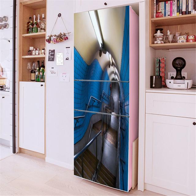 3D Flowers Self Adhesive Refrigerator Wrap Freezer Sticker Art Fridge Door Cover Wallpaper Relief Flower Kitchen Accessories