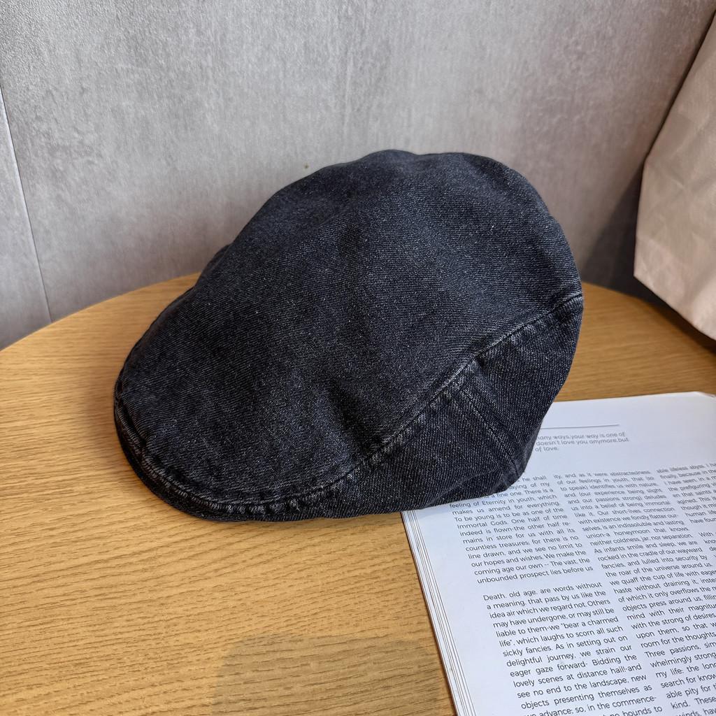 Ретро Цвет Однотонная Джинсовая Кепка Газетчика Винтажная Стирка Солнцезащитная Уличный Стиль Мода