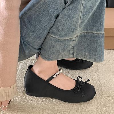 Модный темперамент французский балетный стиль плоская подошва неглубокие тонкие туфли женские 2025 новые весенне-осенние юбки туфли Мэри Джейн