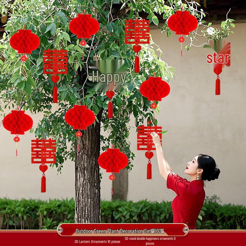 Подвесные фонари в деревенском стиле для украшения дерева - Свадебные и новогодние уличные украшения