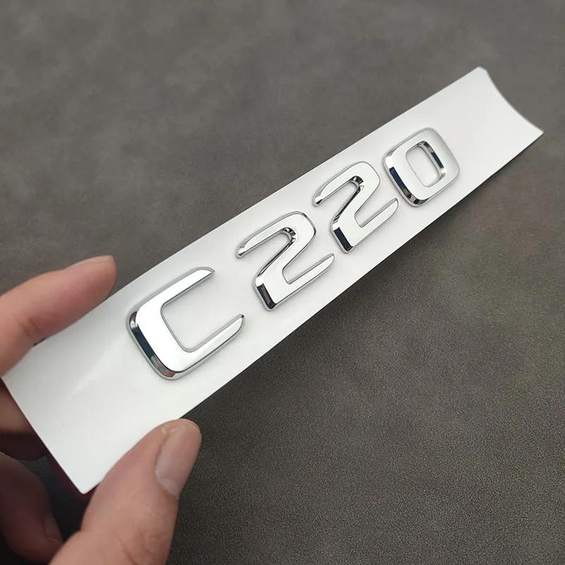 3D ABS Chrome Black Logo C220 Emblem Letters Car Trunk Badge For Mercedes-Benz W204 W205 C 220 C220 Sticker Accessories QU1