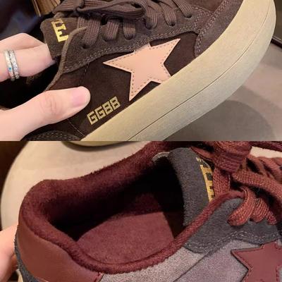 Круглый носок маффин толстая подошва хлебные туфли ретро сращивание повседневный стиль звездные кеды женские