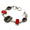 Dendrite Opal Garnet Gemstone 925 Silver Plated Jewelry Bracelet 6-8"