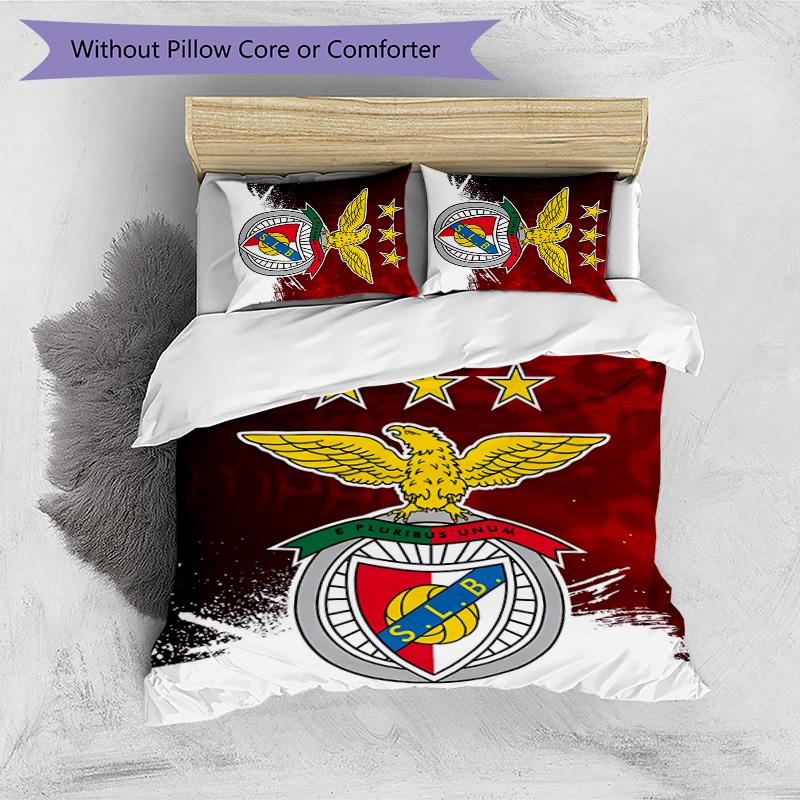 Benfica Pattern Printed 3PCS Bedding Set Soft Skin-Friendly Washable Duvet Cover & Pillowcases Set All Season Bedroom
