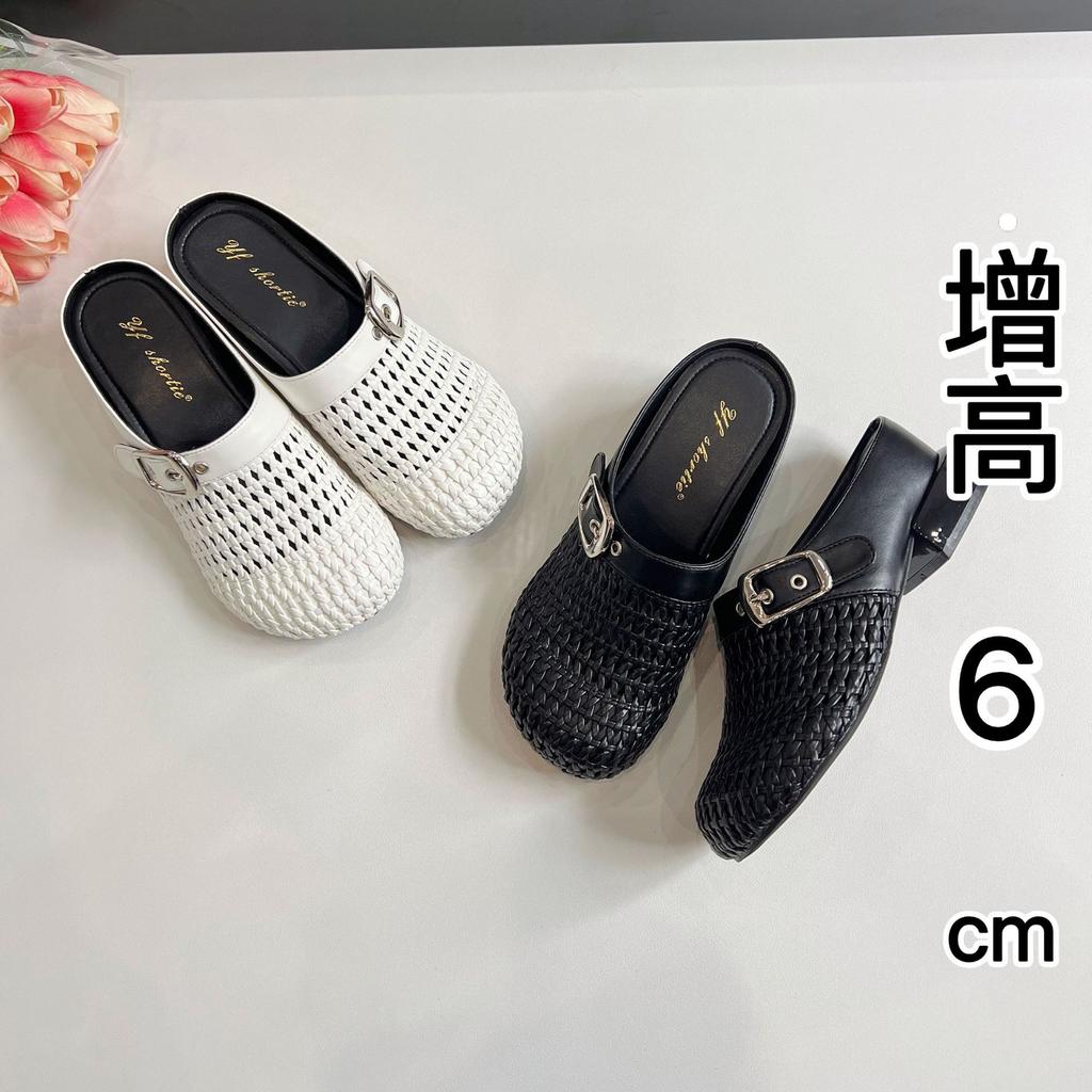 Sheepskin Version~ Inner Heightening Women's Shoes Woven Hollow Thick Heel Muller Shoes 2025 Summer New Models Not Tired Feet Cool Slippers