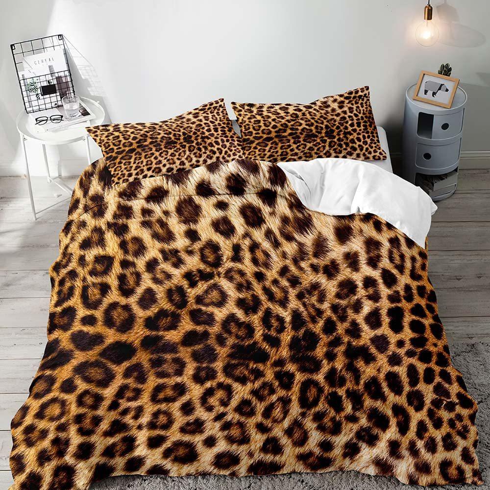 Пододеяльник с розовым леопардовым принтом для девочки, постельное белье, цифровая печать, трехпредметный пододеяльник, украшение спальни