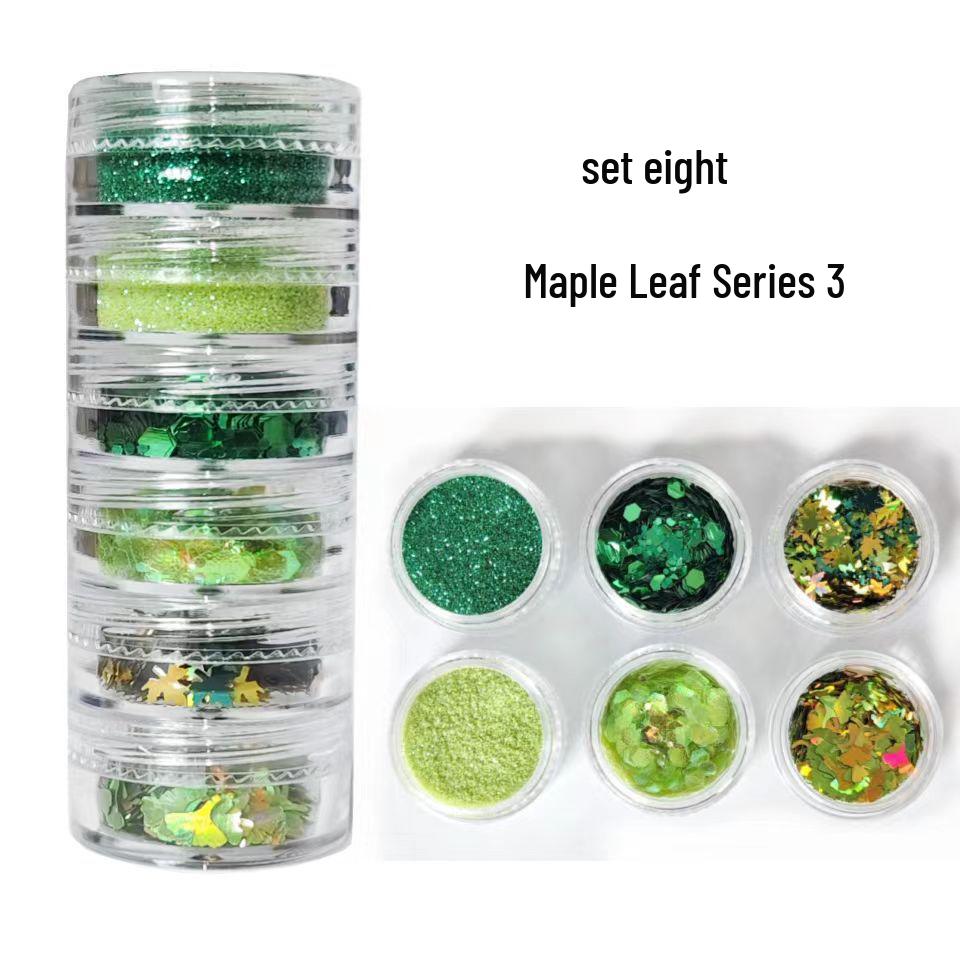 6-Piece Autumn & Winter Maple Leaf Glitter Nail Art Set