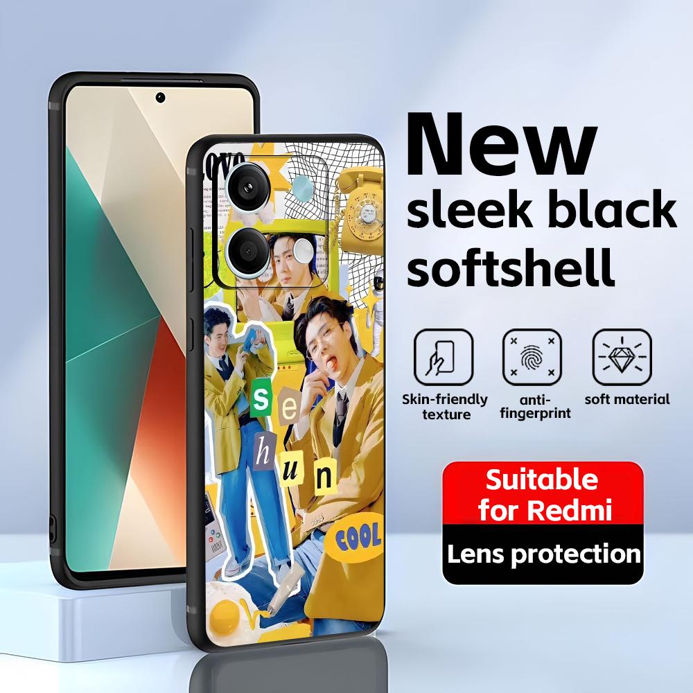Корейская поп-музыка группа EXO Чехол для телефона для Redmi Note 14 13 12 11 Pro Plus S 5G 14C A3 Мягкий черный чехол для телефона