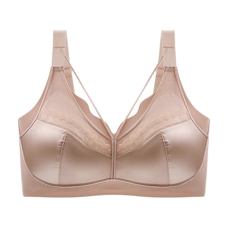 Бесшовный бюстгальтер-минимайзер для большой груди с широкими плечевыми лямками, предотвращающий провисание и с кружевной отделкой для больших размеров