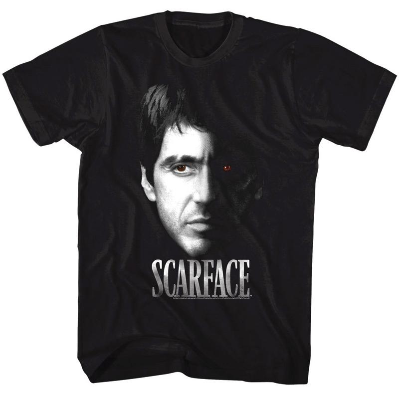 Scarface Tony Montana Evil Red Eye Unisex T-Shirt Pacino Face Gangster Profile