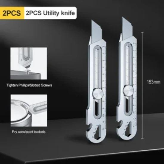 Нож из нержавеющей стали, многофункциональный нож 6 в 1, выдвижной нож для коробок, портативный нож для офиса, дома, курьера, распаковки