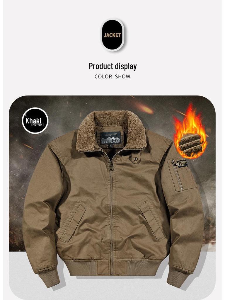 Men's Winter Fleece-Lined Bomber Jacket: High-End Fashion Outerwear for Cold Weather