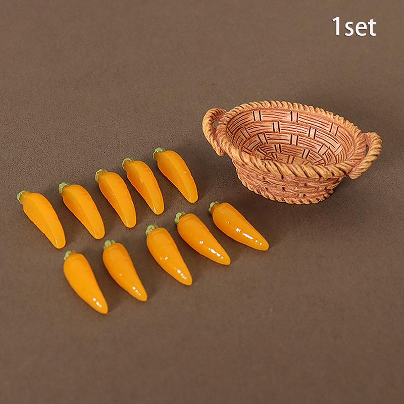 1/12 Dollhouse Simulation Vegetable Basket Set Dollhouse Vegetables Decoration Dolls House Miniature Kitchen Play Toys