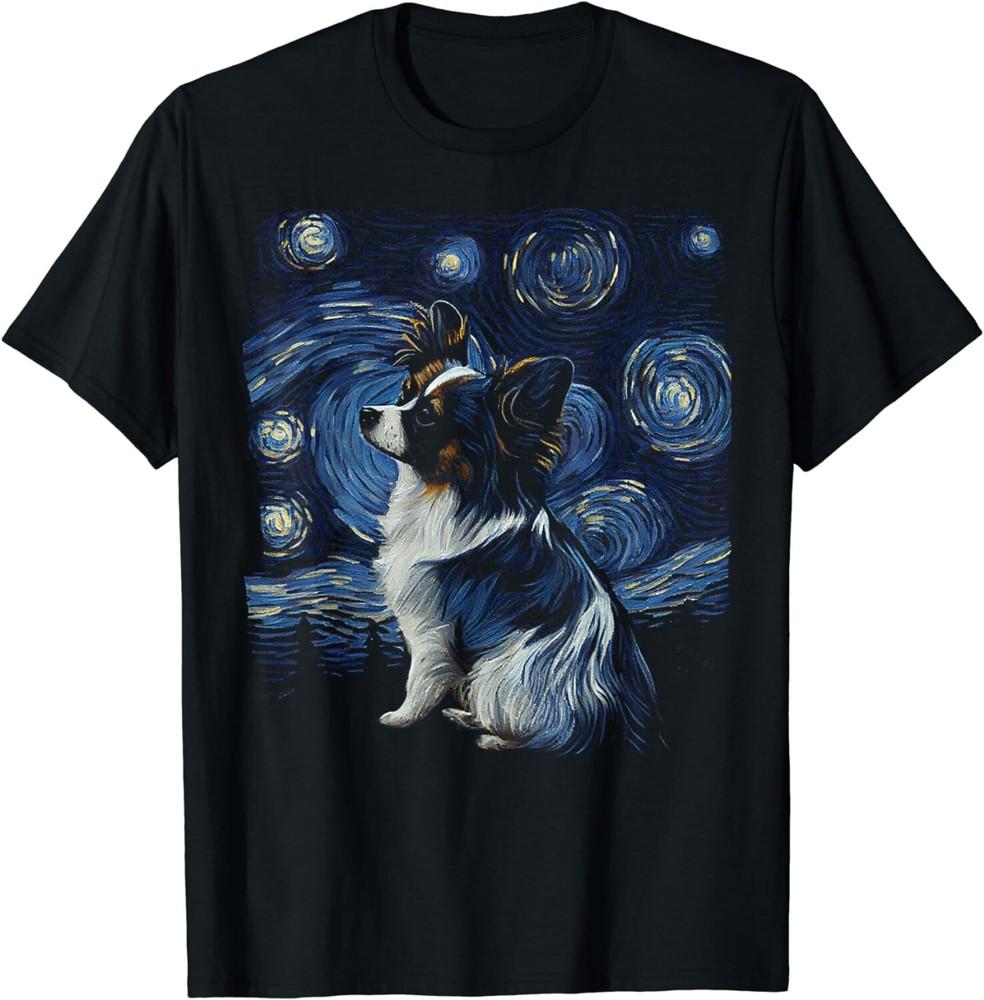 Papillon Dog Starry Night Dogs Lover Gifts Graphic Gift Unisex T-Shirt