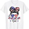 All American Girl Shirt USA Flag 4th July Women Kids Patriot T-Shirt