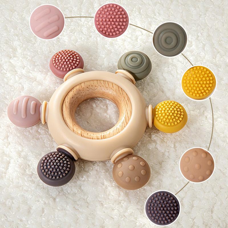 Wooden Musical Baby Grasping Training Rattle Sensory Developmental Toy Infants Early Education 2pcs Baby Teething Toys