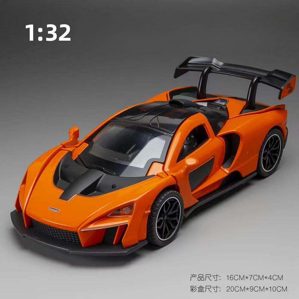 1:32 Senna Car Model Toy Doors Opened Sound Light Miniature Models Pull Back Rubber Tires Vehicle for Collectors Surprise