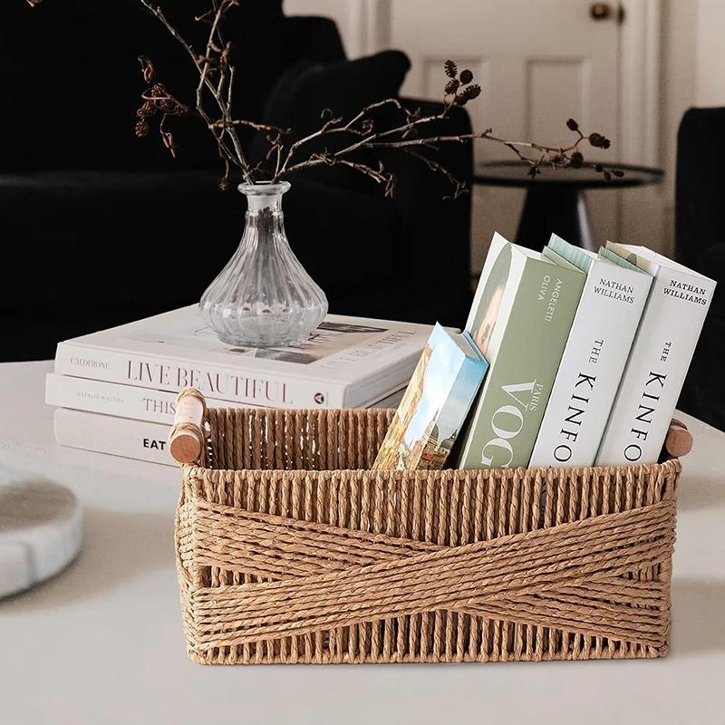 Плетеная корзина для хранения вещей, ящик для хранения игрушек, корзина для пикника, органайзер для одежды, спальня, гостиная, организация