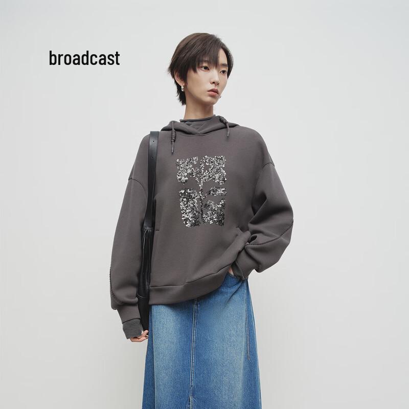 broadcast Women's Sequin Embroidered Hooded Sweatshirt