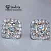 Серьги CC для женщин Серебряная игла 925 пробы Квадратный кубический цирконий Свадебные Серьги-гвоздики Тонкие ювелирные изделия CCE643
