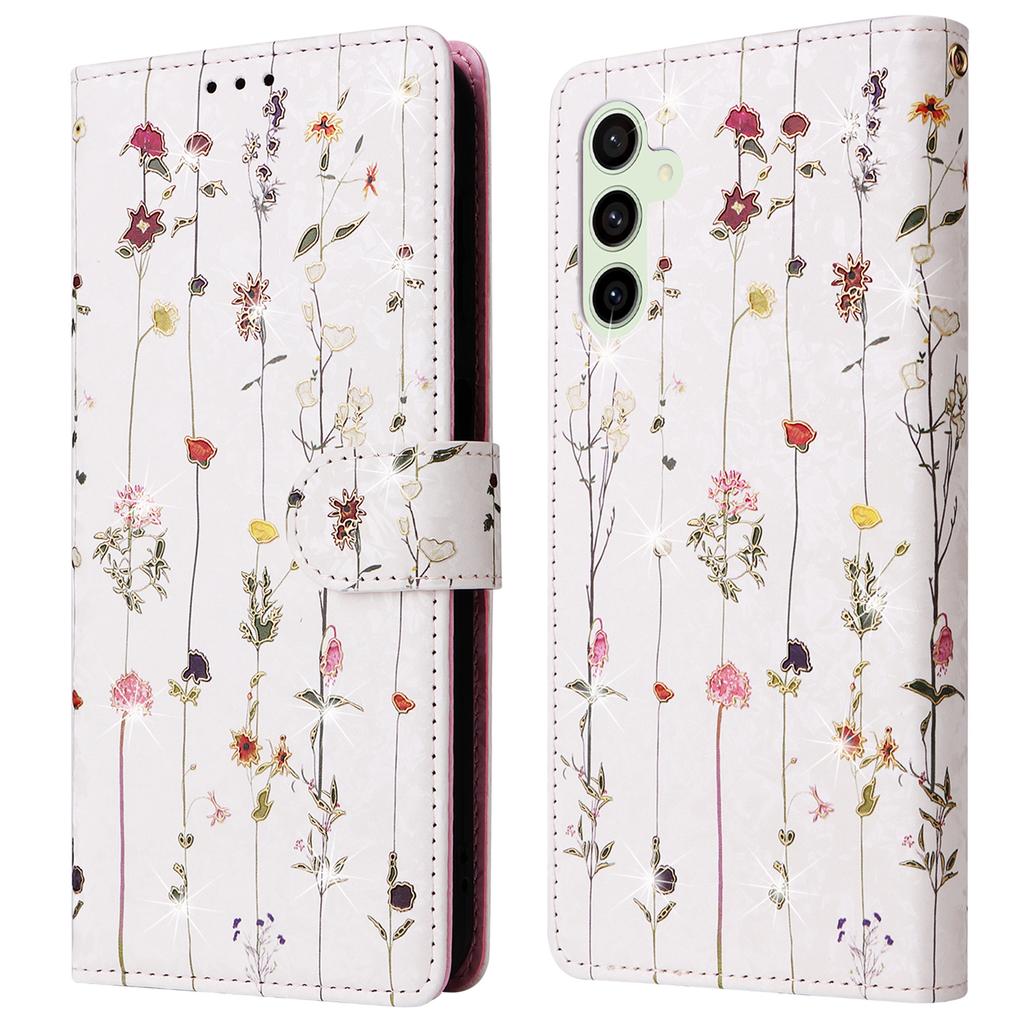 For Samsung Galaxy S24 FE Case RFID Blocking Flower Leather Phone Cover