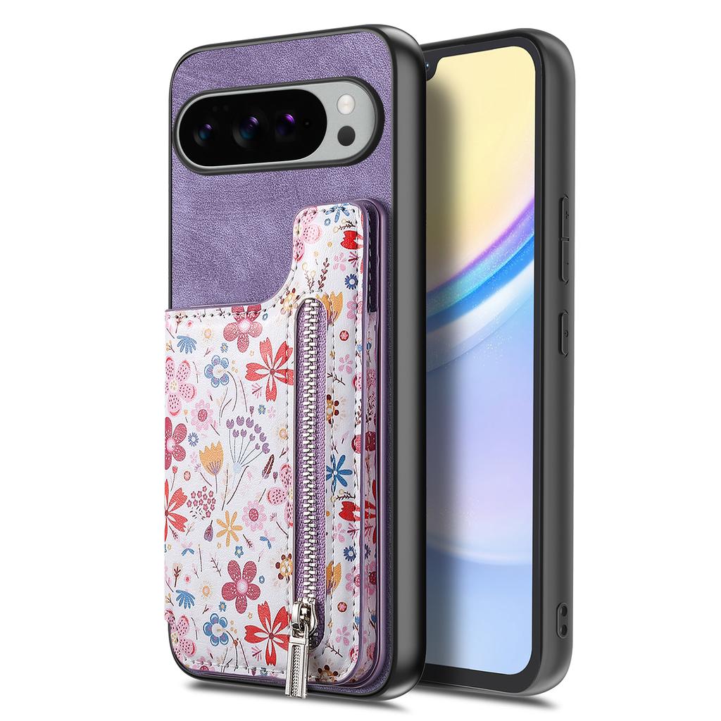 Для Google Pixel 10 Pro XL Кожаный чехол для телефона с RFID-блокировкой, кошелек на молнии, подставка