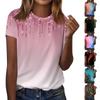 Women's Fashion Casual T-shirt Gradient Print Round Neck Short Sleeve Top