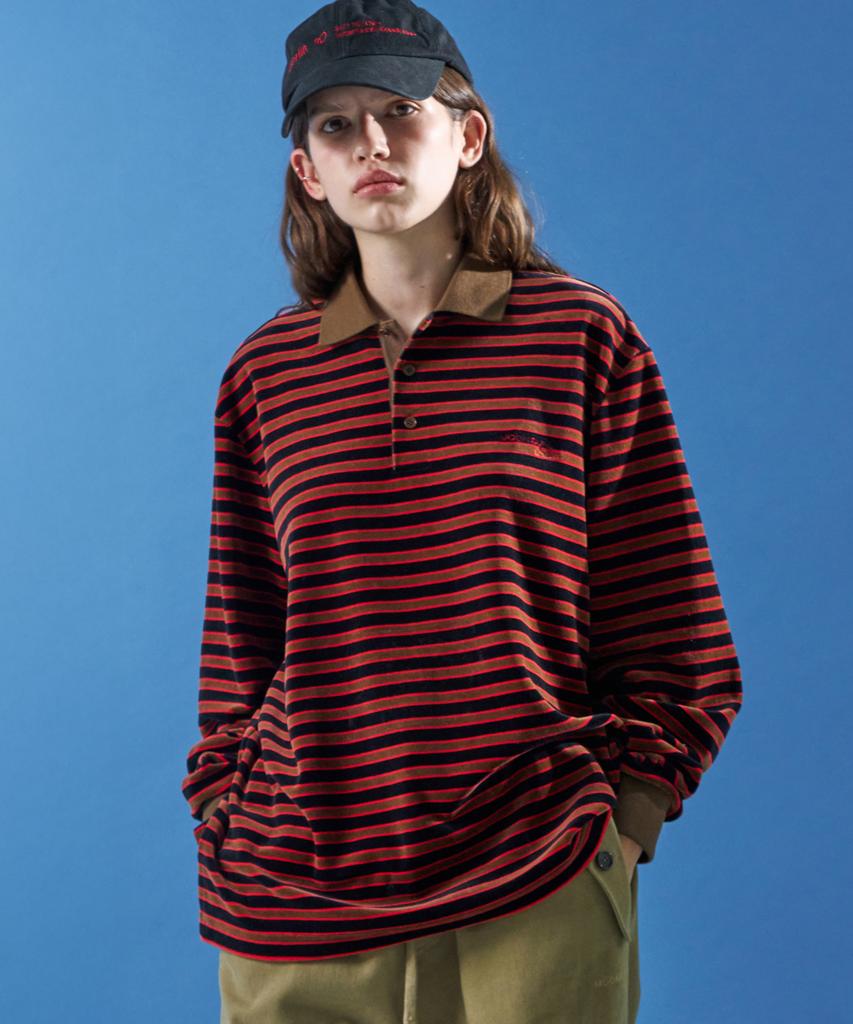 MOONSUN M.C Unisex, Velvet Stripe Pk Shirt / Brown