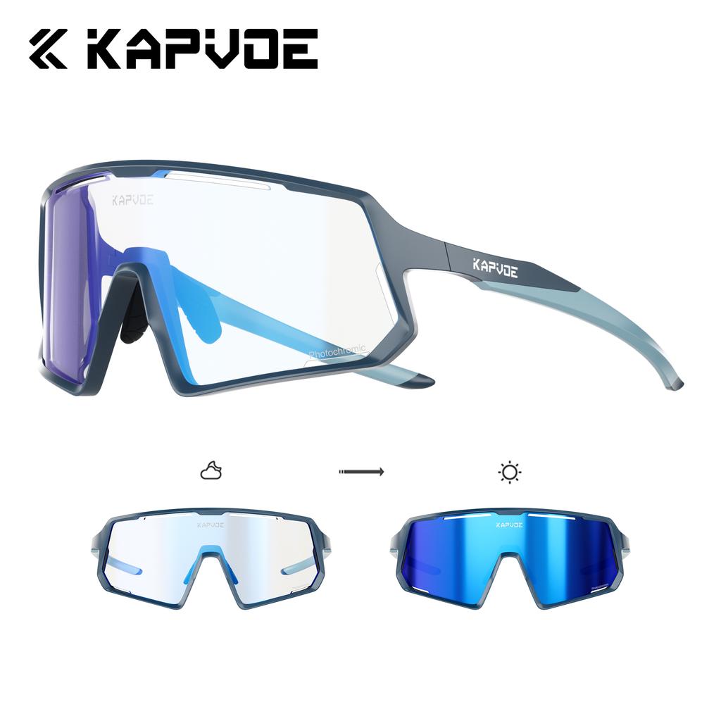 KAPVOE UV400 Очки Фотохромные Велосипедные Очки Мужские Поляризационные Солнцезащитные Очки Женские MTB Спортивные Для Вождения Бега Пешего Туризма Красные Очки