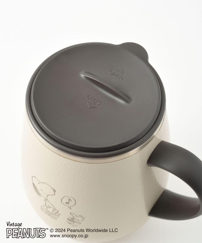 Кружка из нержавеющей стали BRUNO PEANUTS с крышкой, высокая 460 мл, дизайн Snoopy, сохраняет горячие и холодные напитки, двухслойная вакуумная стенка, нержавеющая сталь,