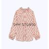 Spring New Women's Clothing French Style Retro Metallic Thread Print Temperament Long Sleeve Lapel Shirt 2505141