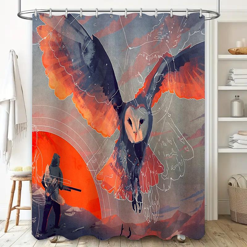 Owls Shower Curtain Nature Forest Birds Wildlife Tapestry Home Decor Bathroom Set Vintage Artistic Wall Hanging Room Divider