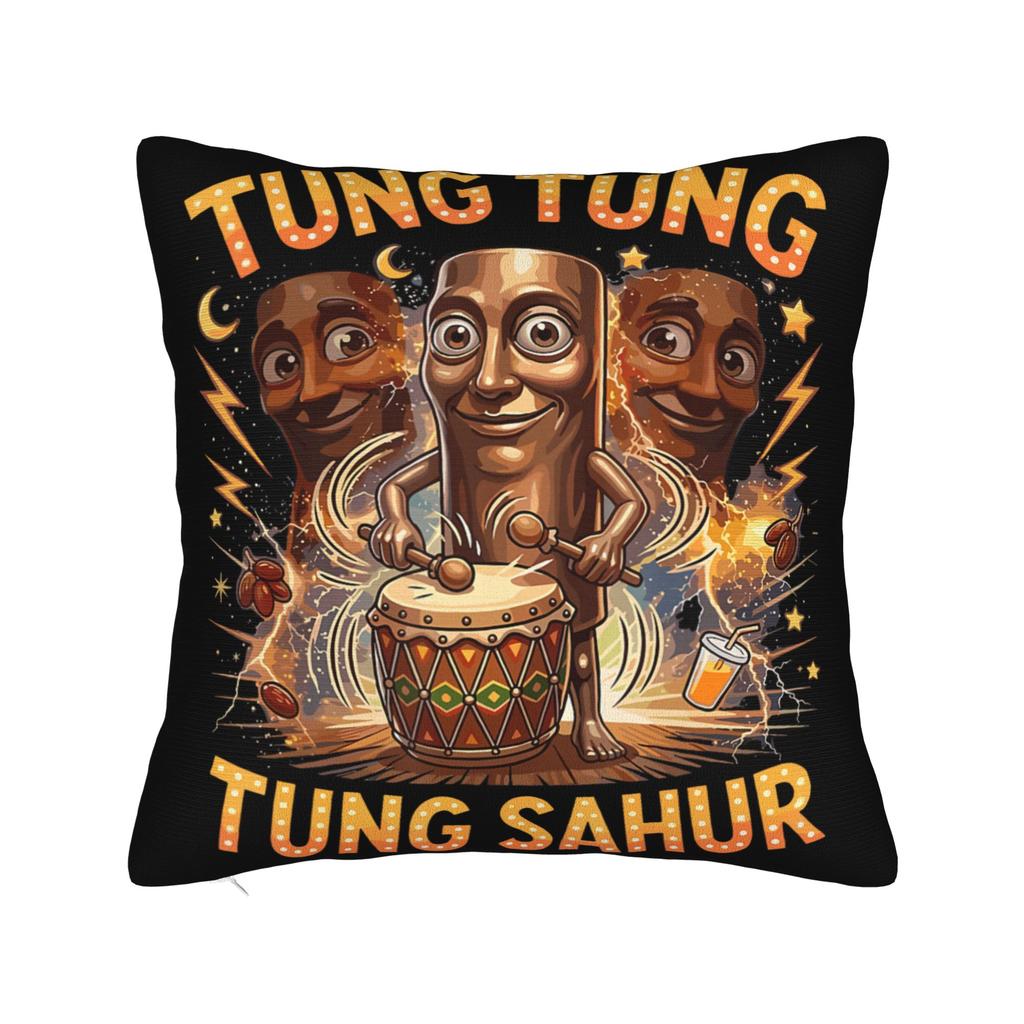 Tung Tung Tung Sahur Funny Meme Pillow Case  Graphic Pillow Cover For Wedding Party Home Decor Cute Funny Pillowcases