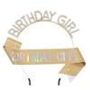Fashion Rhinestone Headband Shoulder Strap BIRTHDAY GIRL Set Girl Birthday Ribbon Party Headband Shoulder Set