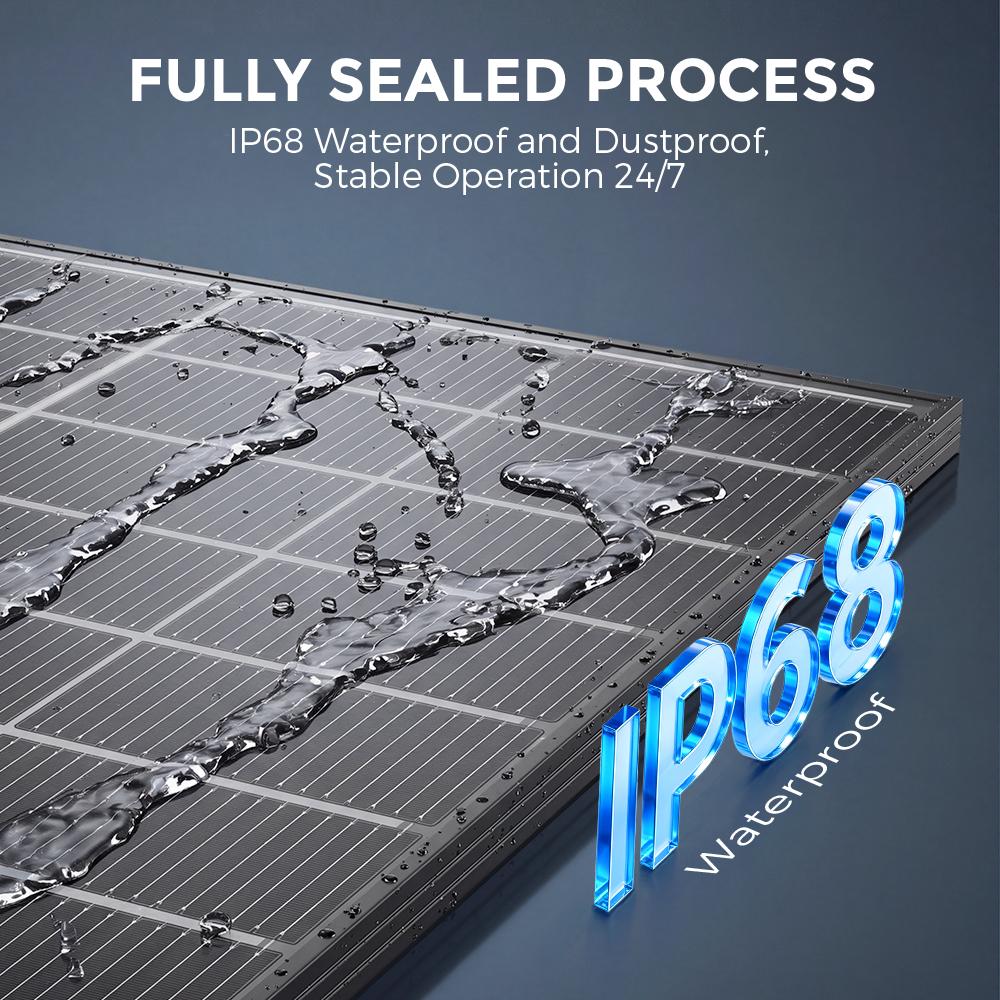 RVPOZWER Bifacial Solar Panel 16BB N-Type Mono Cells High-Efficiency PV Power for Home Rooftop Off-Grid Outdoor Camping Farm 200W/400W/800W