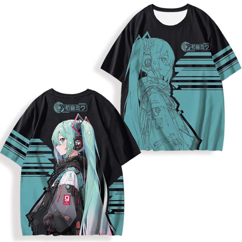 Женская футболка с коротким рукавом с 3D-принтом Hatsune Miku, летняя, повседневная, милая, мужские спортивные топы, футболка для горячих поклонников аниме, унисекс, топы Y2K 2025