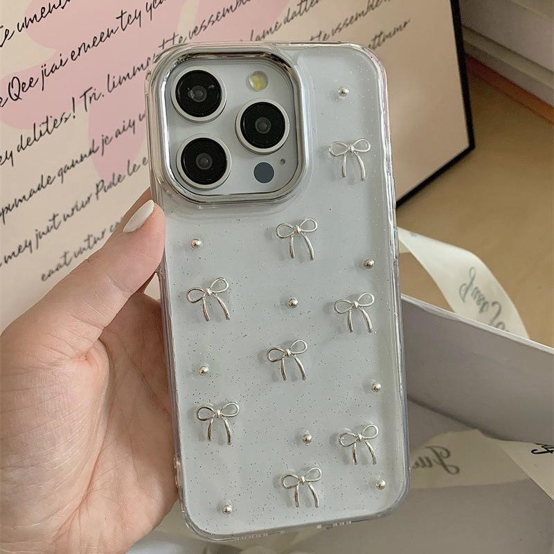Применимый Чехол для Мобильного Телефона Pentagram для iPhone17Promax Apple 15Plus Бант 14 Блестящий Силиконовый Мягкий Чехол