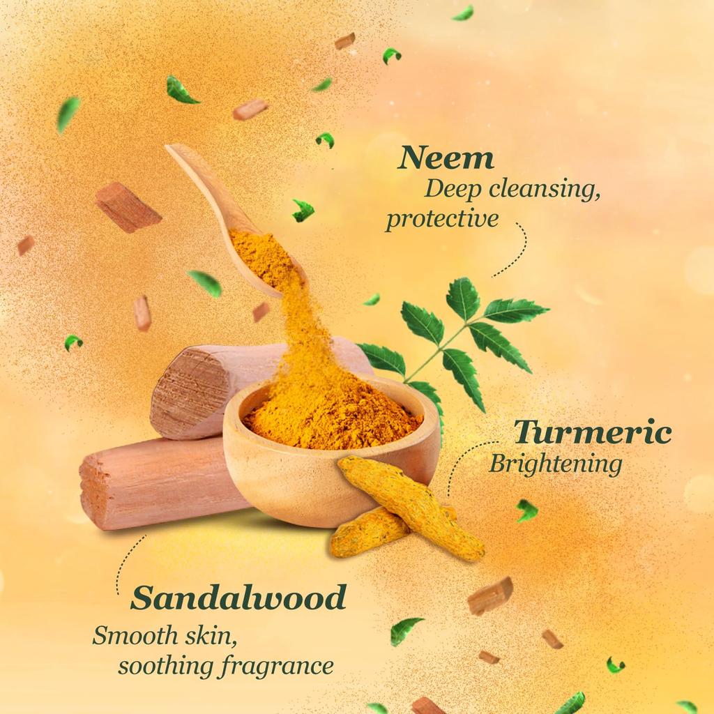 Margo Neem Naturals Soap With Sandalwood & Turmeric For Clear Smooth Skin 100gm X 5N Gentle Cleanser For Radiant Glow