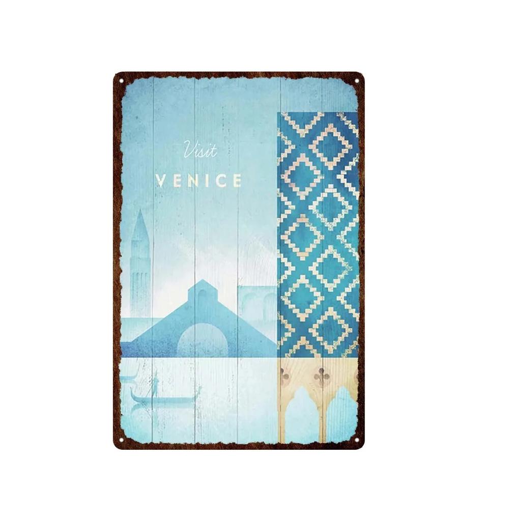 Aloha Philippines Brooklyn Vatican Bangkok Metal Plate Painting Iron Tin Sign Wall Art Picture For Garden Living Room Home Decor