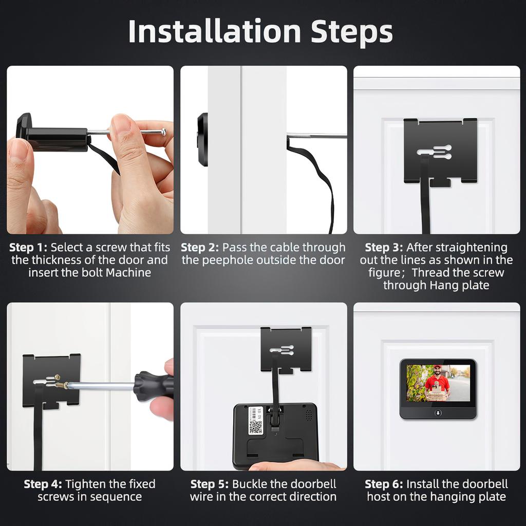 2.4G WiFi 4.3 Inch IPS HD Display Security Camera Microwave Radar Human Detection Digital Door Viewer Smart Door Peepholes