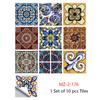 10pcs/set Mandala Style Crystal Hard Tiles Ceramics Wall Sticker Kitchen Wardrobe Home Decor Art Mural Peel & Stick Wall Decals