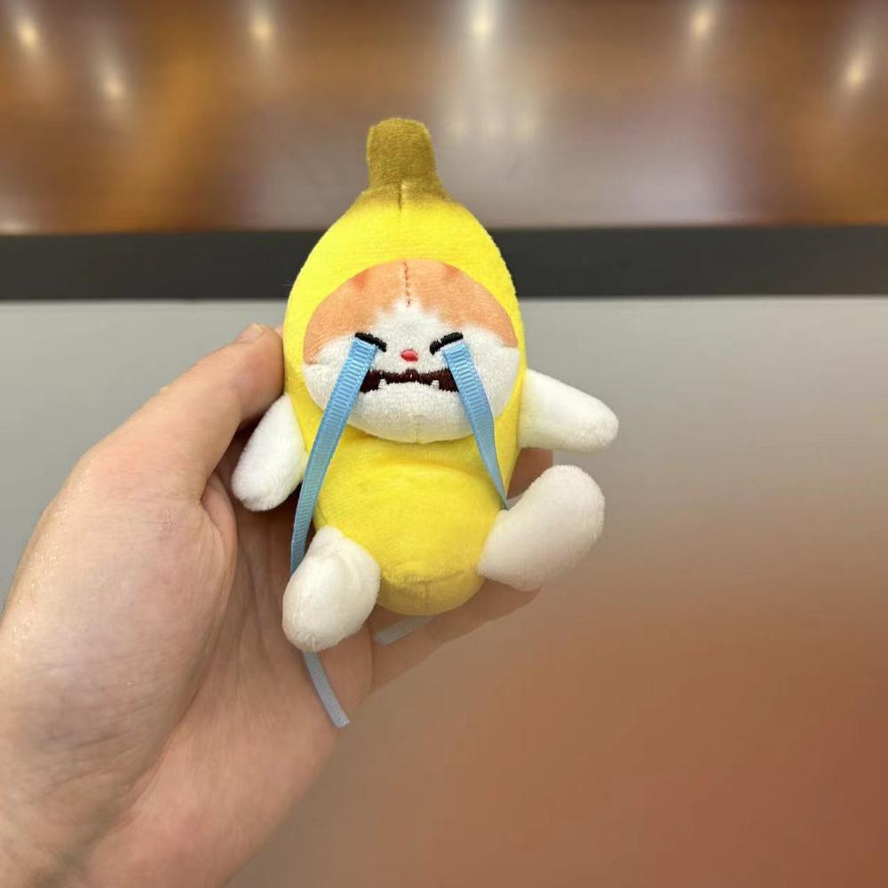 Banana Cat Doll Banana Cat Voice Keychain with Cry Sound Funny Toys Gift Banana Key Chain