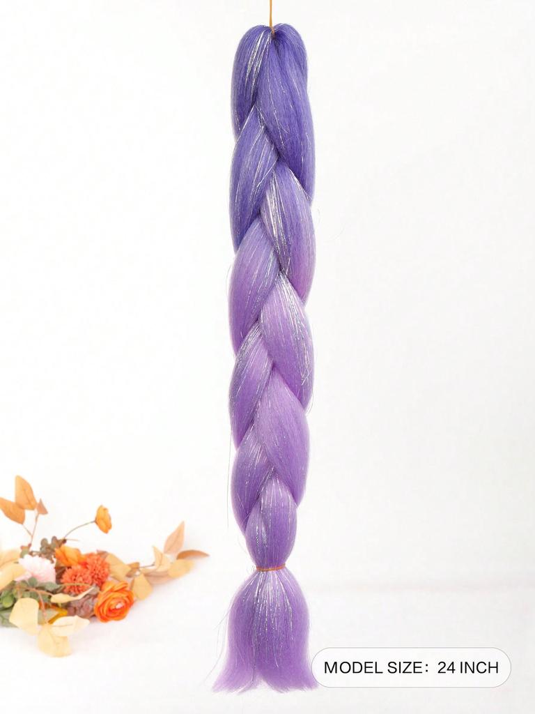 24-дюймовые синтетические волосы для плетения, микс, мишура, блестки, фиолетовые, светло-фиолетовые, синтетические волосы для наращивания, большие косички, 1 шт.