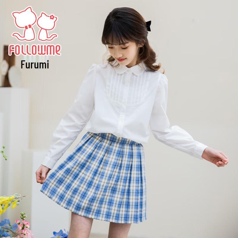 Fulo Mi Girls' Peter Pan Collar Long Sleeve Shirt