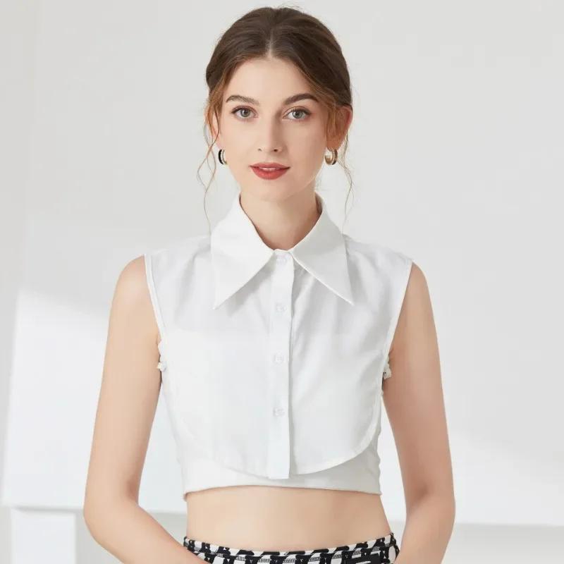 Chiffon Fake Collar Unisex White Lapel Button Down Half Shirt Detachable Collar Formal Suits Neckwear False Collar Accessories