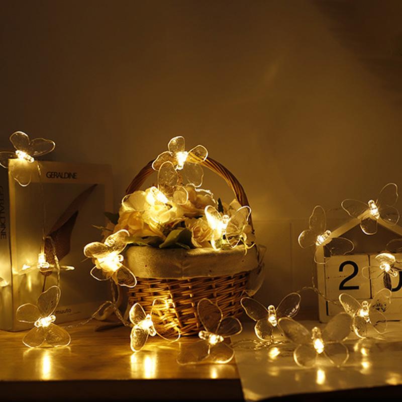 10 светодиодов Бабочка Прозрачный светодиод 150 см Гирлянды Домашний декор Водонепроницаемый для свадеб Световая гирлянда Разноцветный Питание от батареек