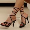 Женские летние сандалии на платформе со шнуровкой, новые туфли на высоком каблуке, женская модная обувь с ремешком на щиколотке, туфли на странном каблуке, женские туфли-лодочки, женская обувь больших размеров