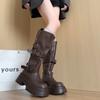 Maillard belt buckle boots women's autumn and winter new thin leg western boots but knee long knight boots